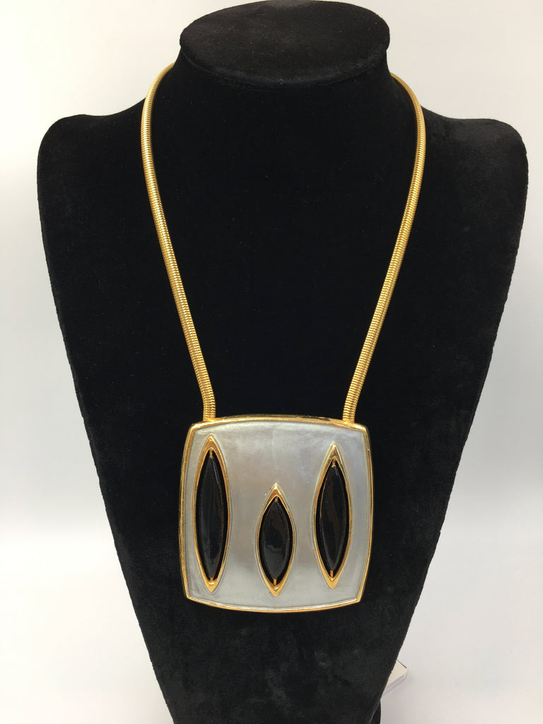 Pierre Cardin Mid-Century Modern Gold Tone and Enamel Necklace