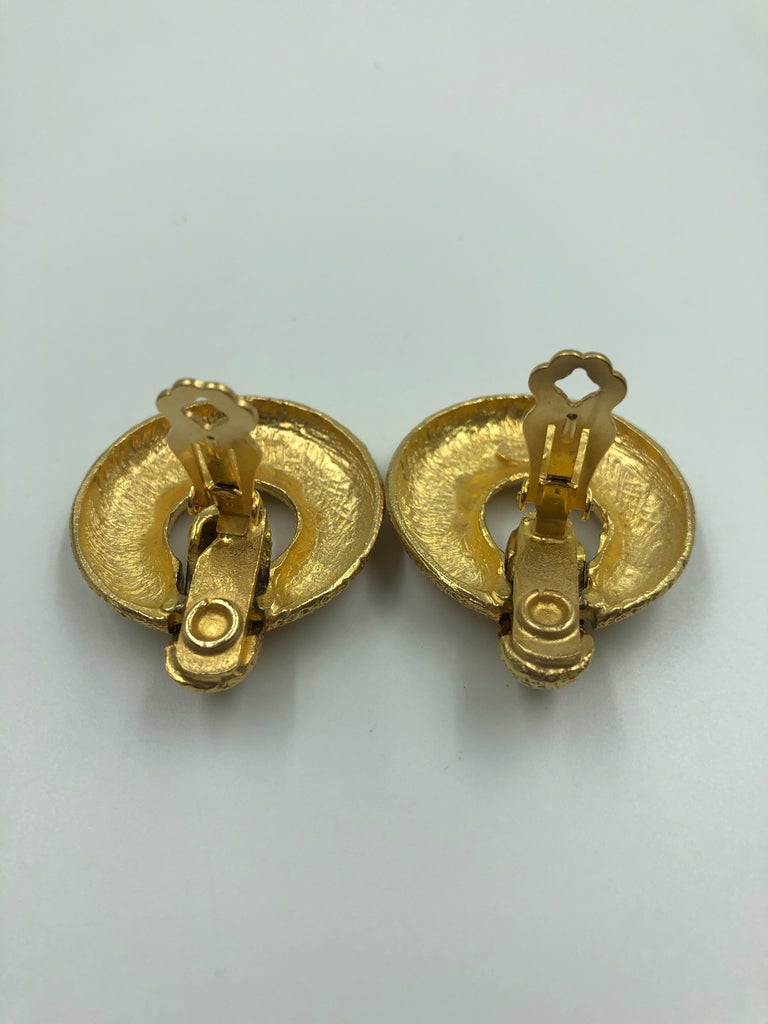 Kenneth Lane Clip On Dangle Earrings with Gold Tone Blast Finish