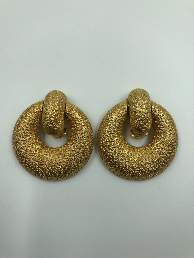 Kenneth Lane Clip On Dangle Earrings with Gold Tone Blast Finish