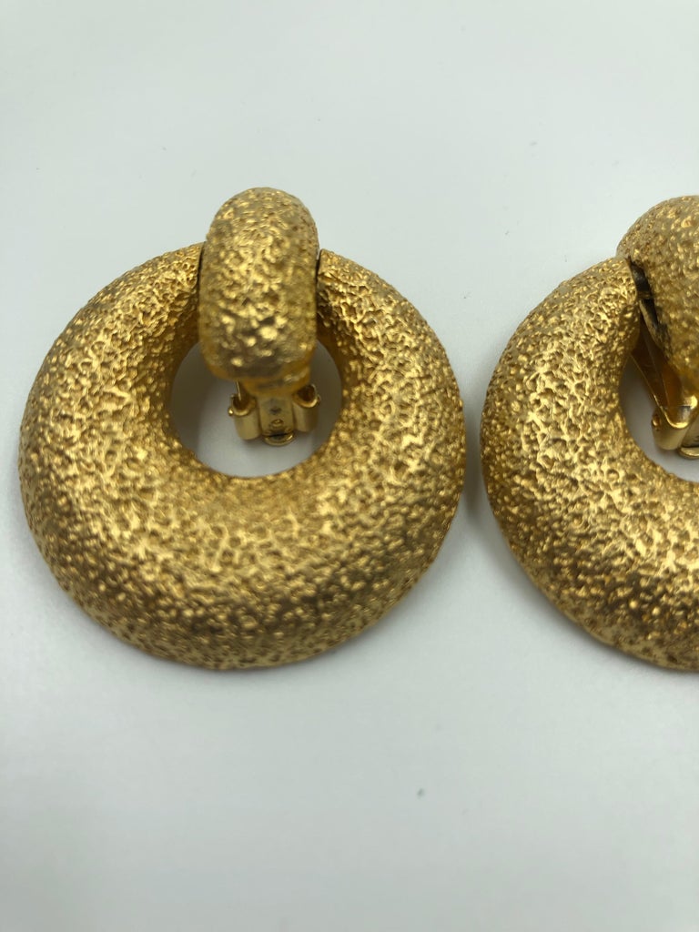 Kenneth Lane Clip On Dangle Earrings with Gold Tone Blast Finish