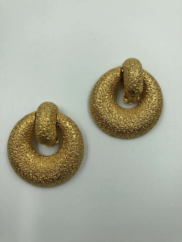 Kenneth Lane Clip On Dangle Earrings with Gold Tone Blast Finish