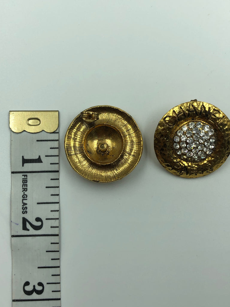 Chanel Round Rhinestone Monogram Earrings