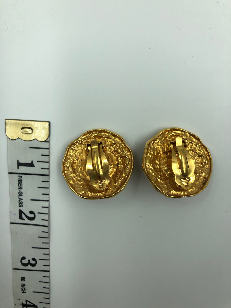 Chanel Gold Tone and Faux Pearl Clip On Earrings