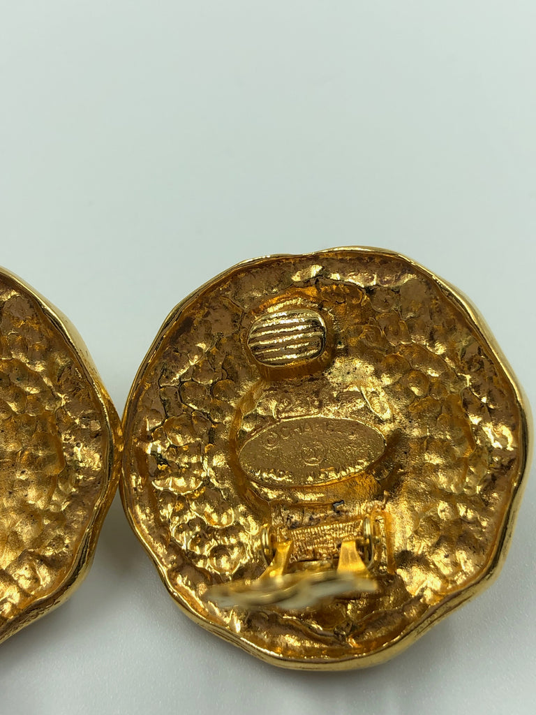 Chanel Gold Tone and Faux Pearl Clip On Earrings