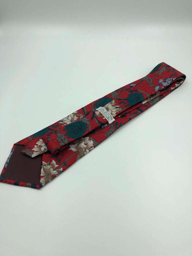 Halston Vintage Red Floral Tie