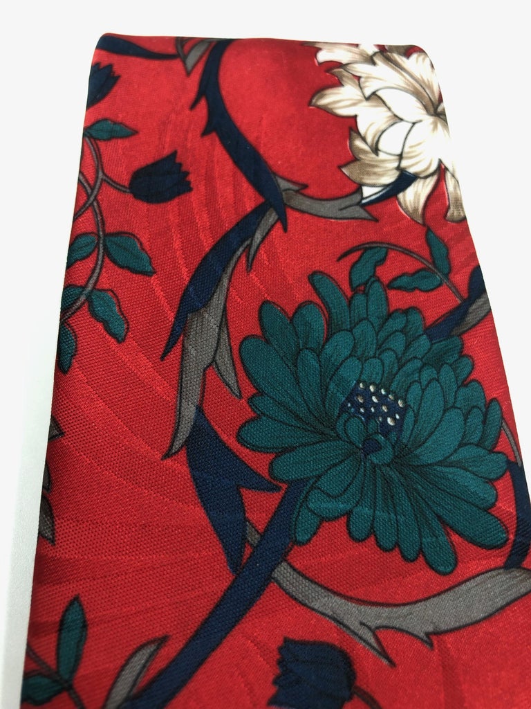 Halston Vintage Red Floral Tie