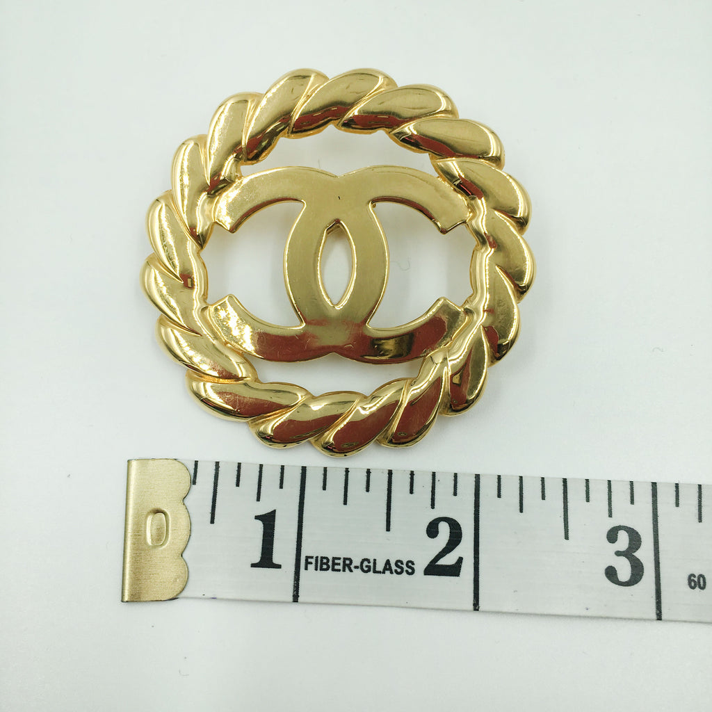 Chanel Gold Tone CC Logo/Chain Statement Clip On Earrings