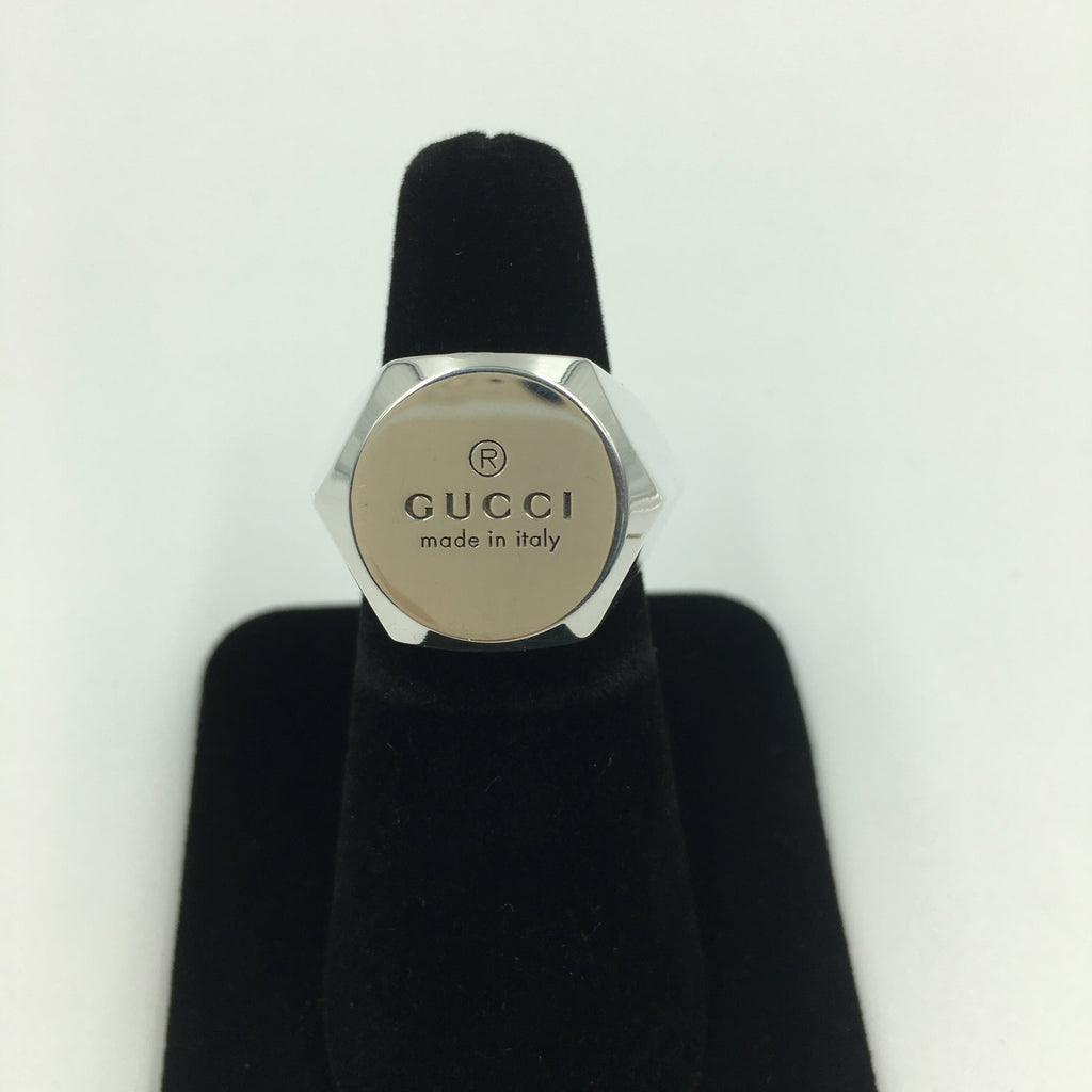 Tom Ford for Gucci Engraved Logo Sterling Silver Signet Ring