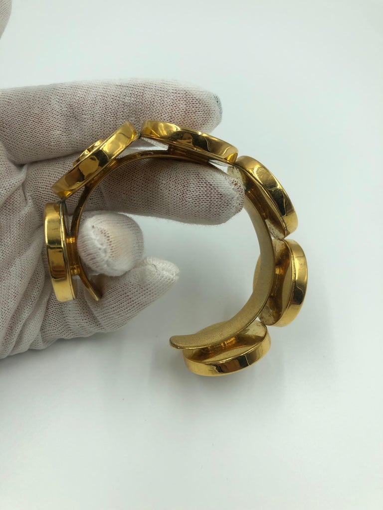 Chanel 1980's Mother of Pearl & Gold Tone Cuff Bracelet