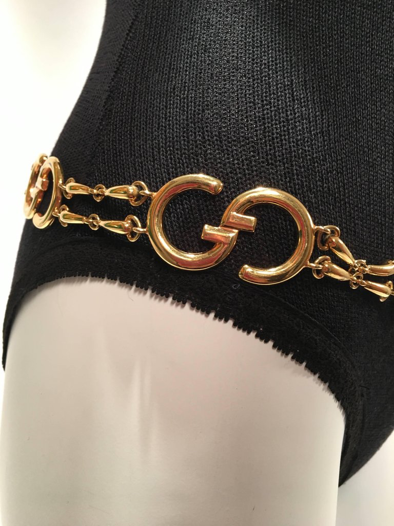 Gucci Vintage Gold GG Logo Chain Belt