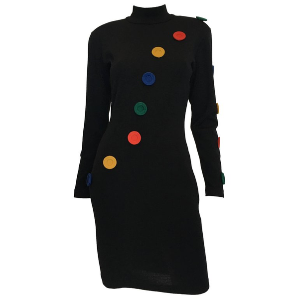 Andrea Jovine 1980's Black Fitted Wool Knit Dress catwalk Andrea Jovine 1980's Black Fitted Wool Knit Dress catwalk