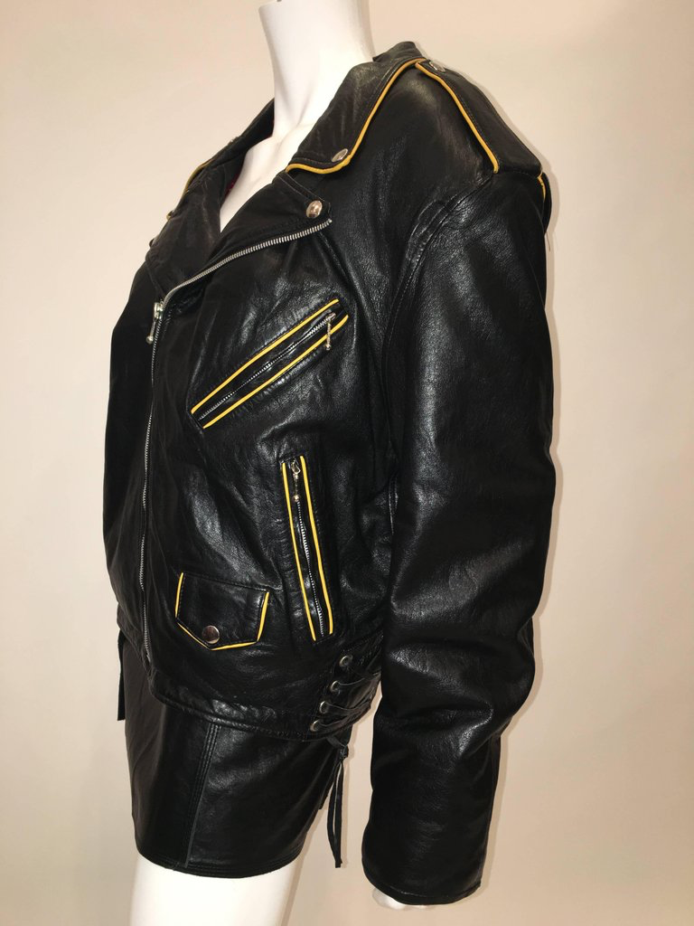 Montana Vintage 1980'S Black Leather Motorcycle Jacket
