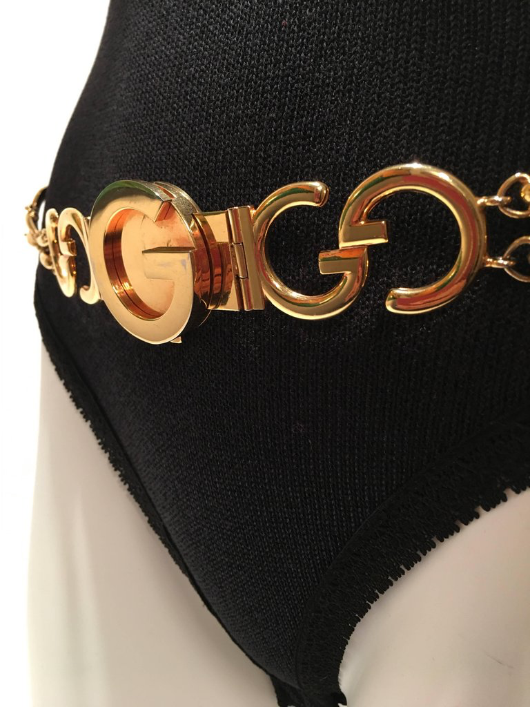 Gucci Vintage Gold GG Logo Chain Belt