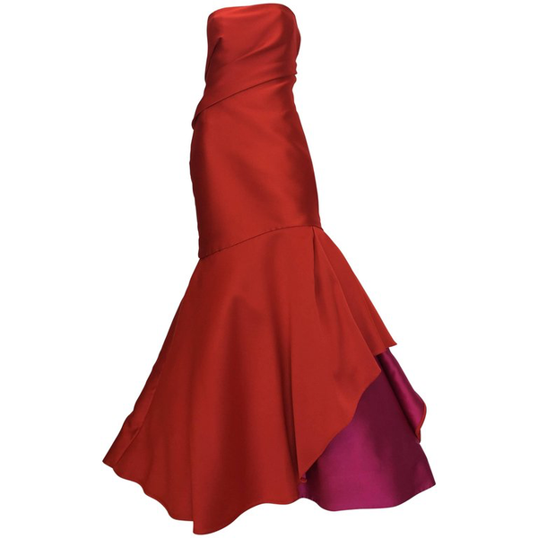 Monique Lhuillier Red Silk Gown catwalk Monique Lhuillier Red Silk Gown catwalk