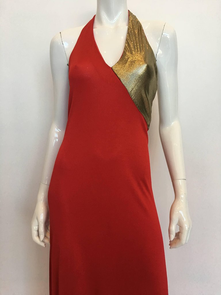 Giorgio Sant'Angelo 1970's Red Jersey Halter Dress