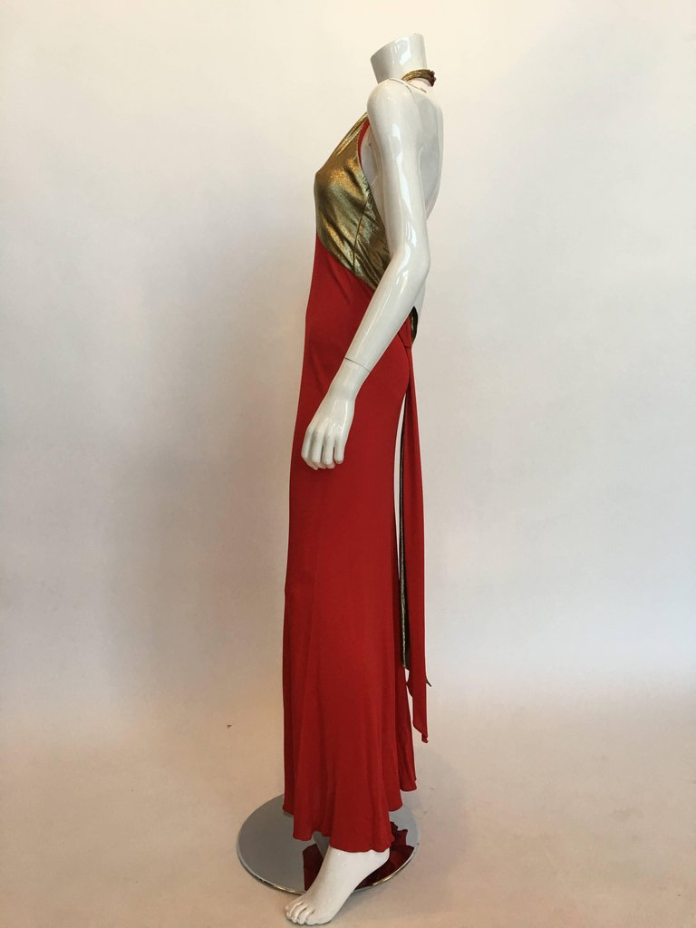 Giorgio Sant'Angelo 1970's Red Jersey Halter Dress