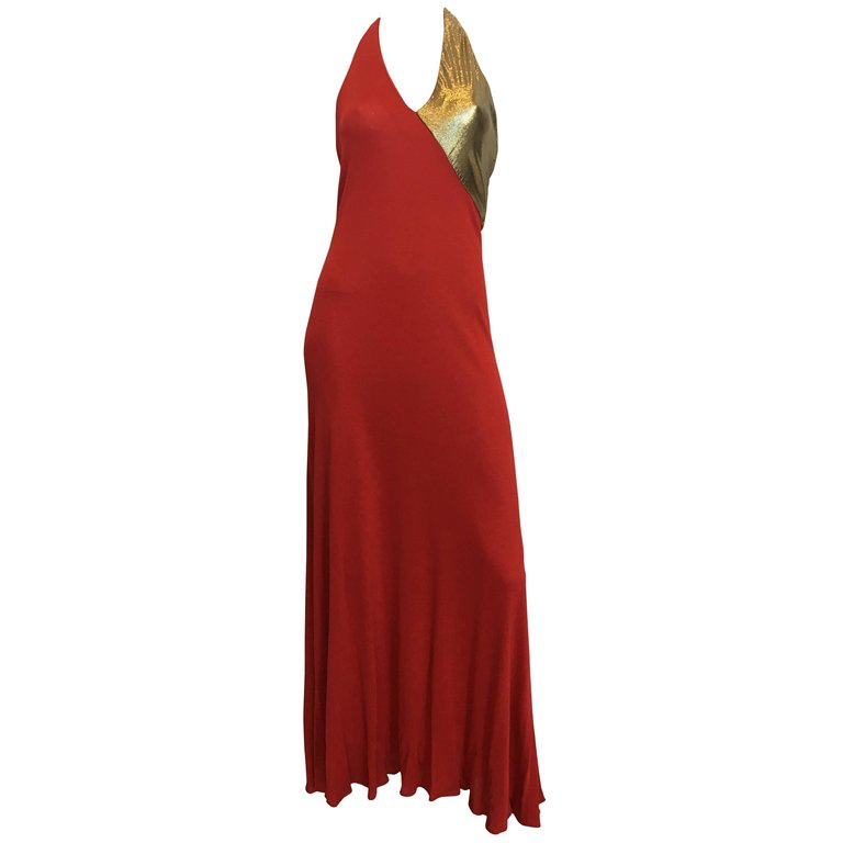 Giorgio Sant'Angelo 1970's Red Jersey Halter Dress