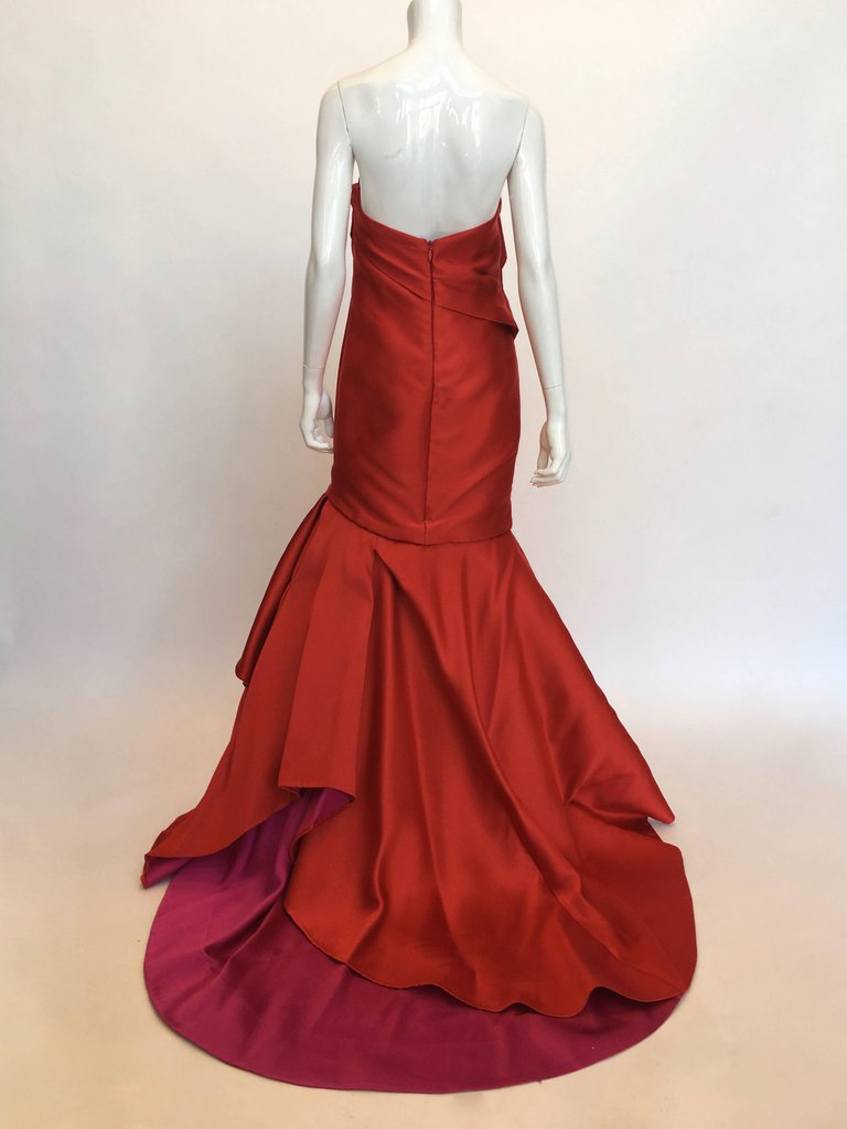 Monique Lhuillier Red Silk Gown