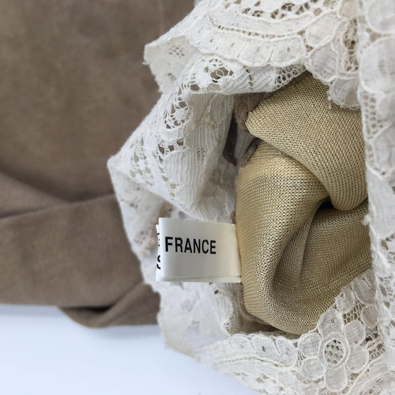 Christian Dior Tan Suede and Lace Trimmed Elbow Length Gloves NWT