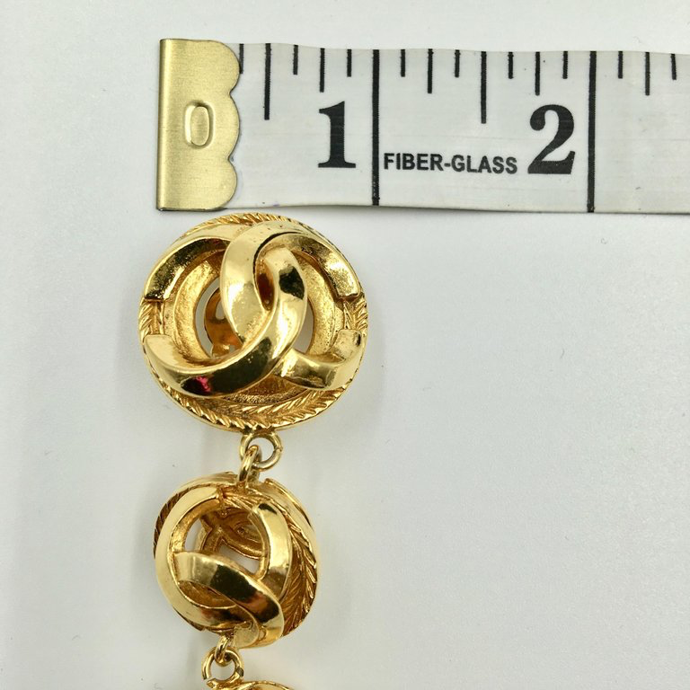 Chanel Gold Tone CC Logo Drop Clip On Earrings