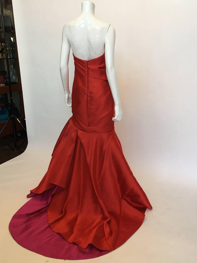 Monique Lhuillier Red Silk Gown