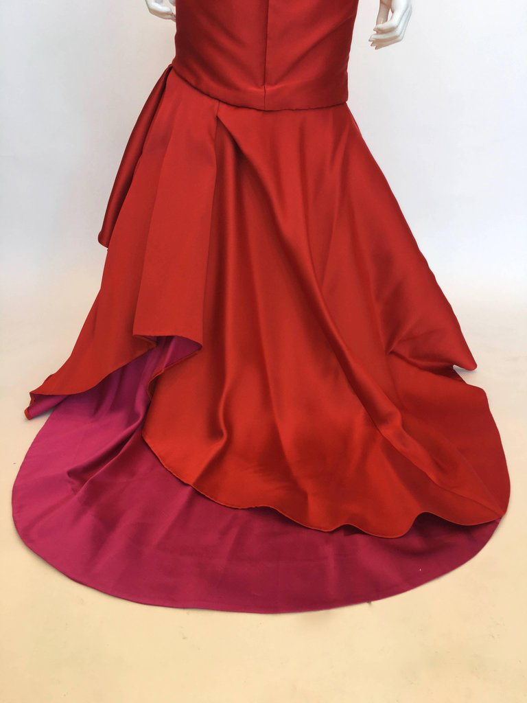 Monique Lhuillier Red Silk Gown