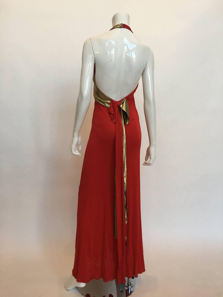 Giorgio Sant'Angelo 1970's Red Jersey Halter Dress