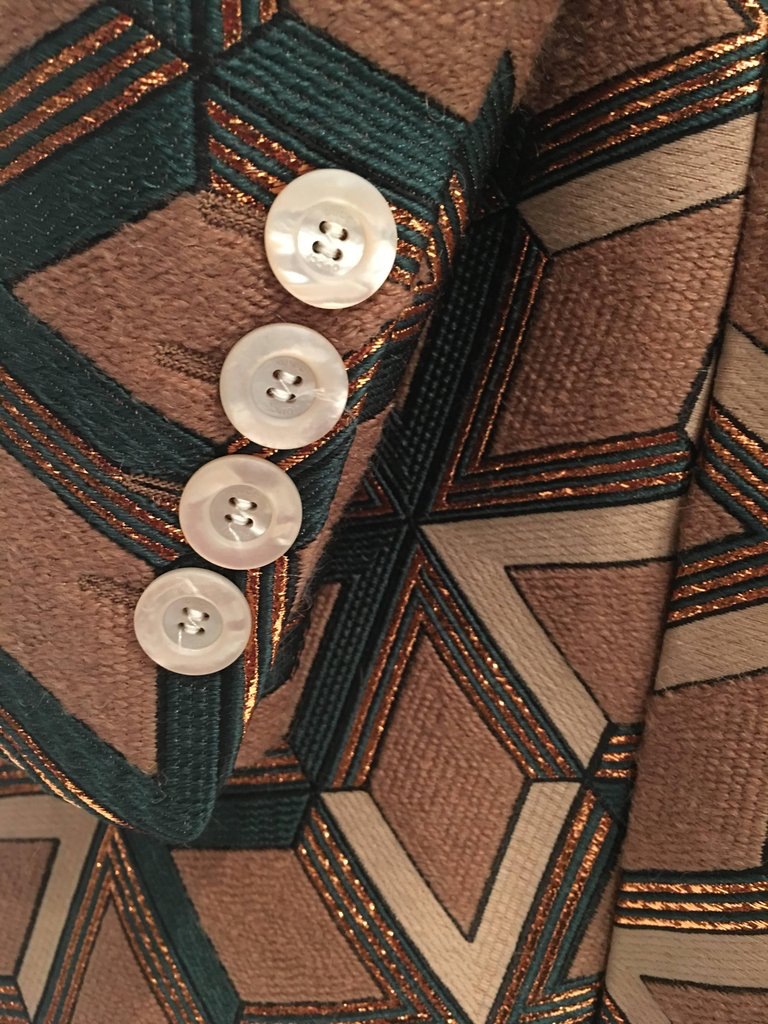 Gucci Geometric Copper and Tan Double Breasted Wool Coat