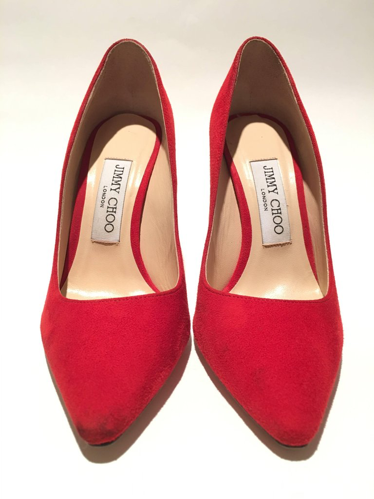 Jimmy Choo London Red Suede Pumps