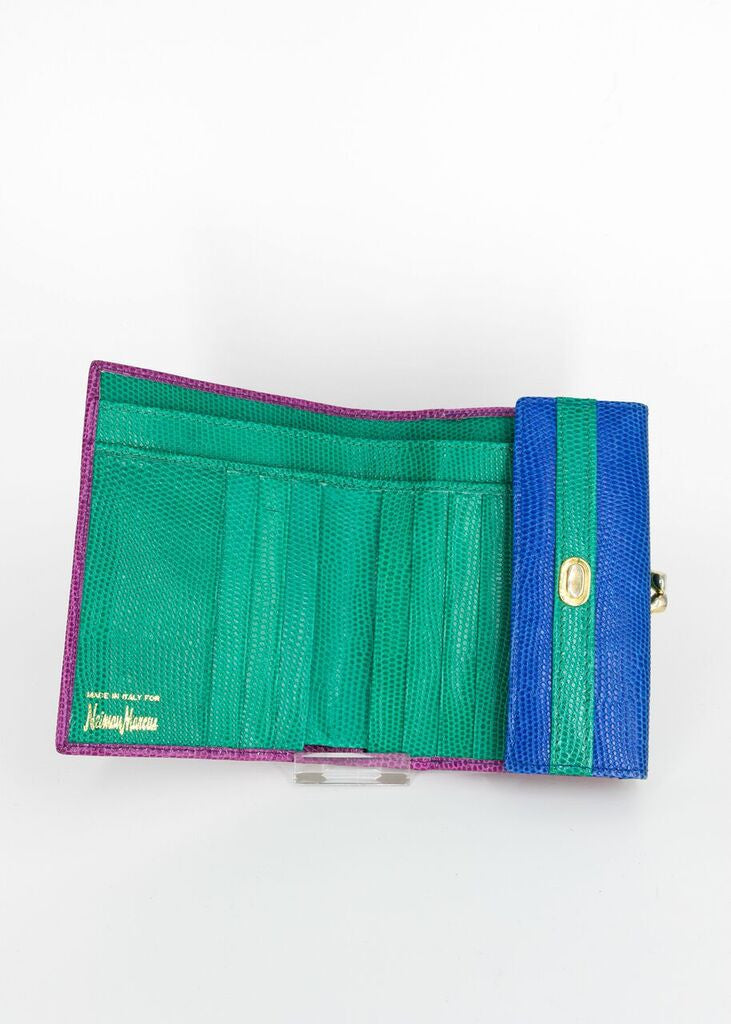 Neiman Marcus Multicolor Trifold Leather Wallet and Change Purse
