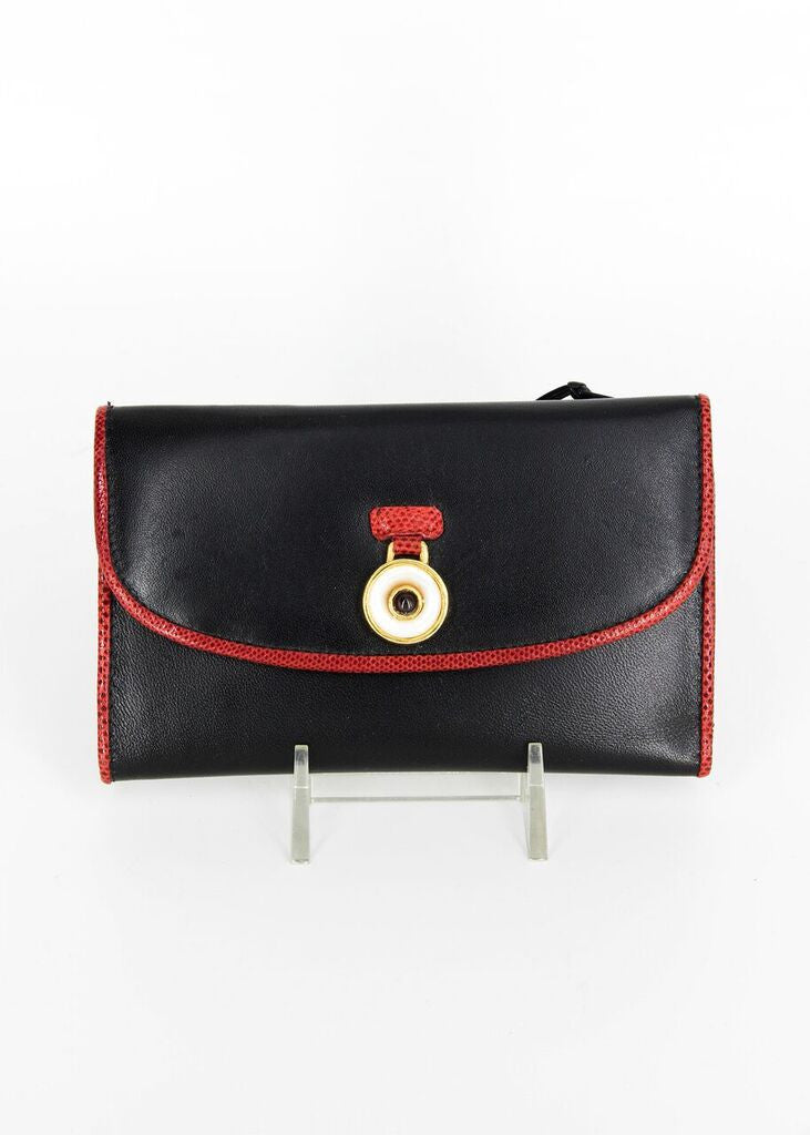 Judith Lieber Black Wallet with  Red Trim