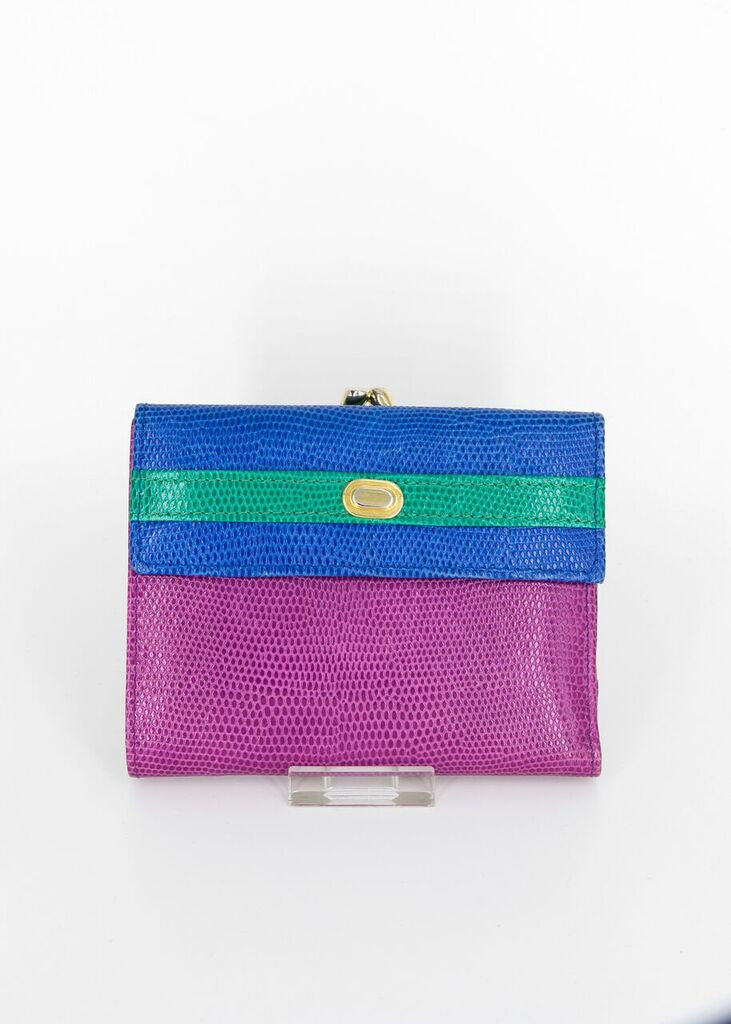Neiman Marcus Multicolor Trifold Leather Wallet and Change Purse