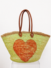 Straw Sequined Heart Tote