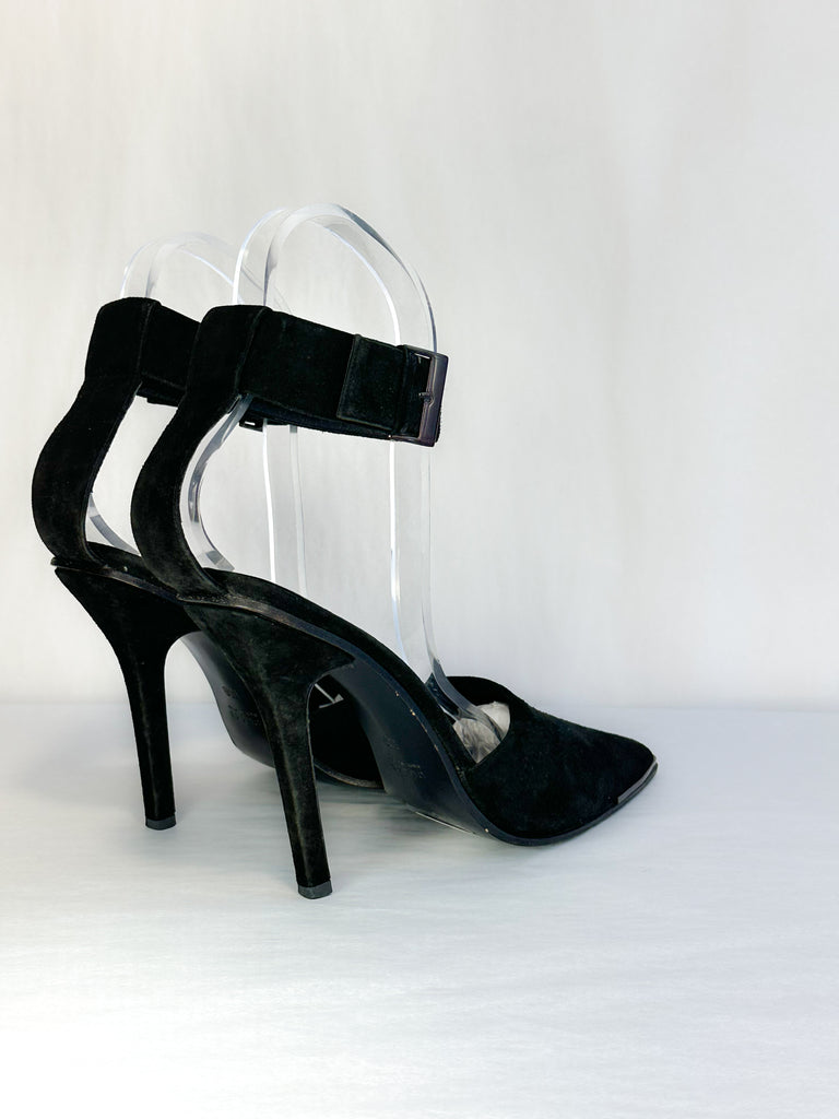 Gucci Suede Pointed-Toe Heel with Ankle Strap