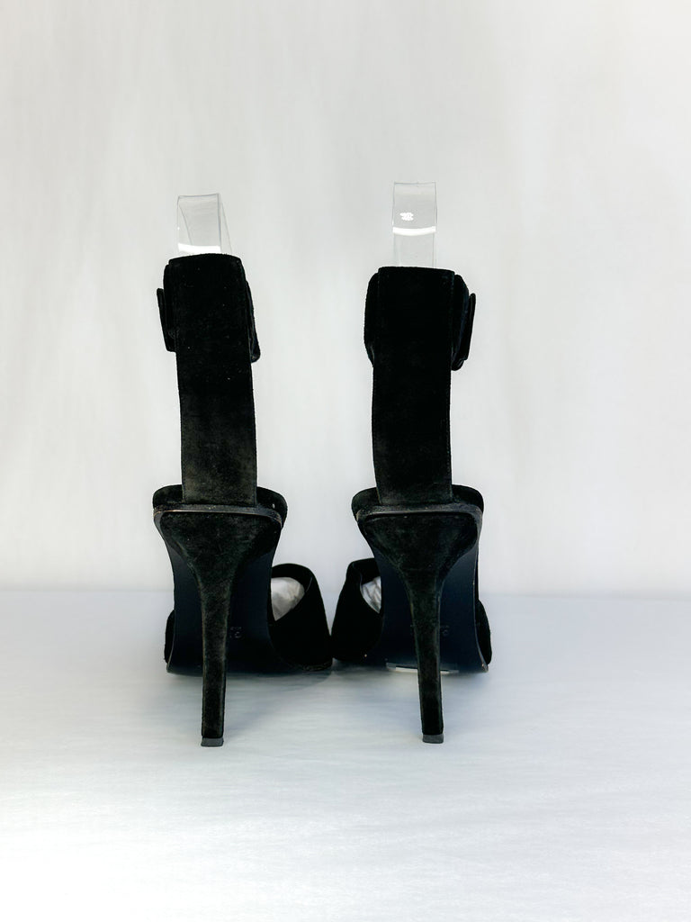 Gucci Suede Pointed-Toe Heel with Ankle Strap