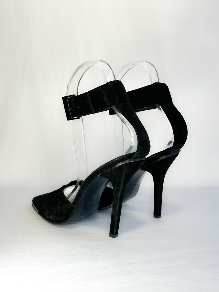 Gucci Suede Pointed-Toe Heel with Ankle Strap