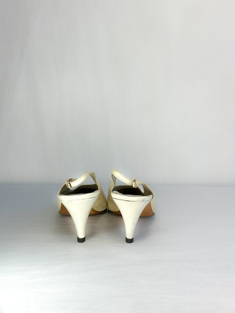 Chanel Cap Toe Sling Back Heel