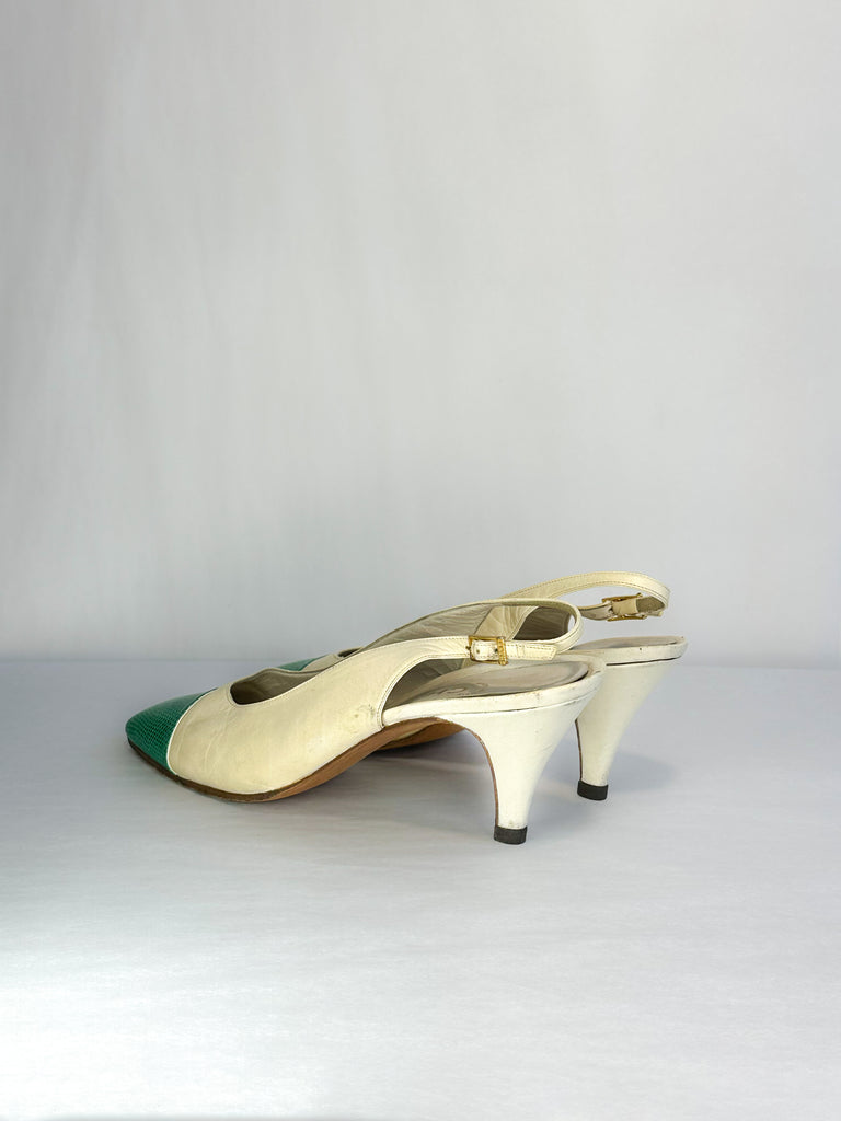 Chanel Cap Toe Sling Back Heel