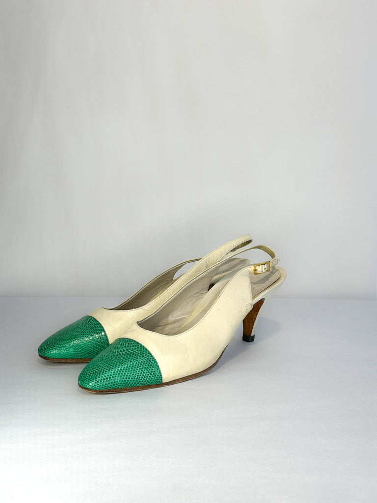 Chanel Cap Toe Sling Back Heel
