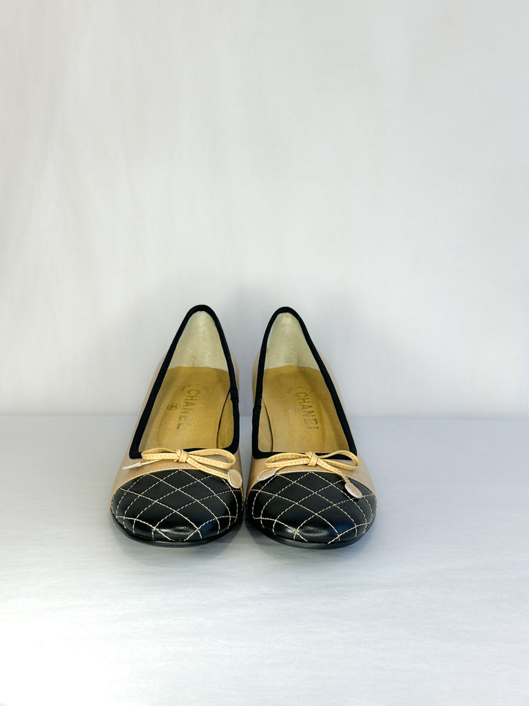 Chanel Quilted Cap Toe Chunk Heel