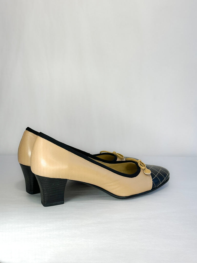 Chanel Quilted Cap Toe Chunk Heel