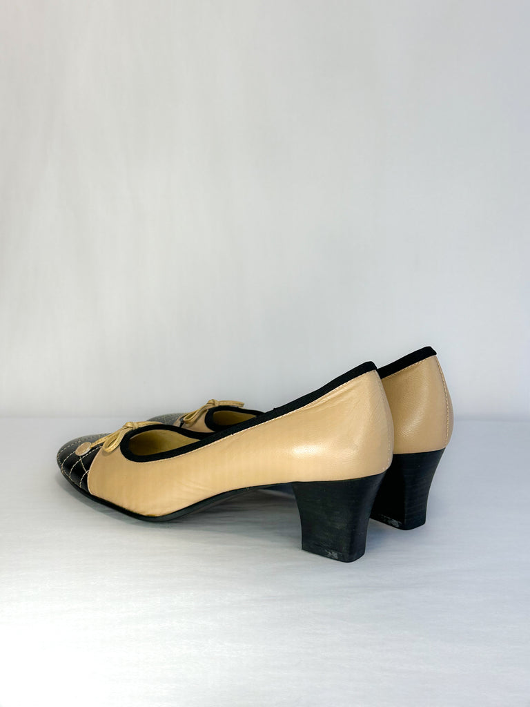 Chanel Quilted Cap Toe Chunk Heel