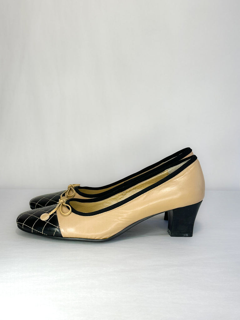 Chanel Quilted Cap Toe Chunk Heel