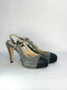 Chanel Denim Sling Back Platform Heel