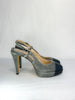 Chanel Denim Sling Back Platform Heel