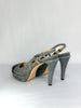Chanel Denim Sling Back Platform Heel