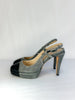 Chanel Denim Sling Back Platform Heel