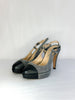 Chanel Denim Sling Back Platform Heel