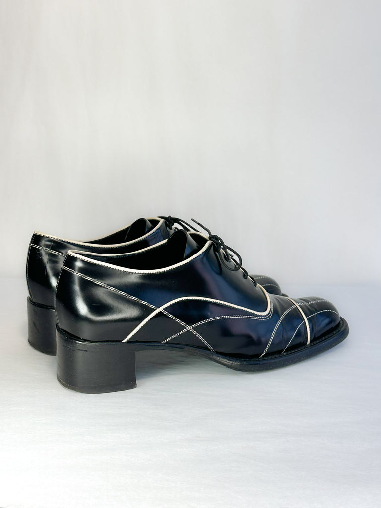 Prada Top-Stitched Oxfords