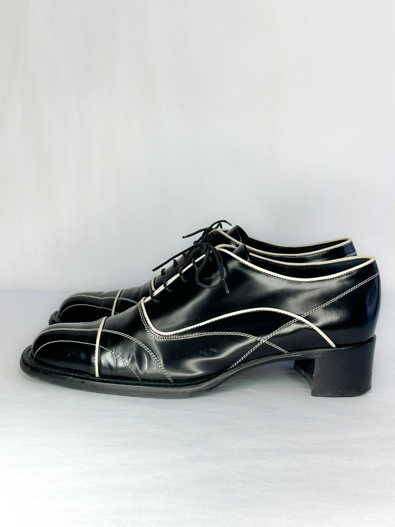 Prada Top-Stitched Oxfords